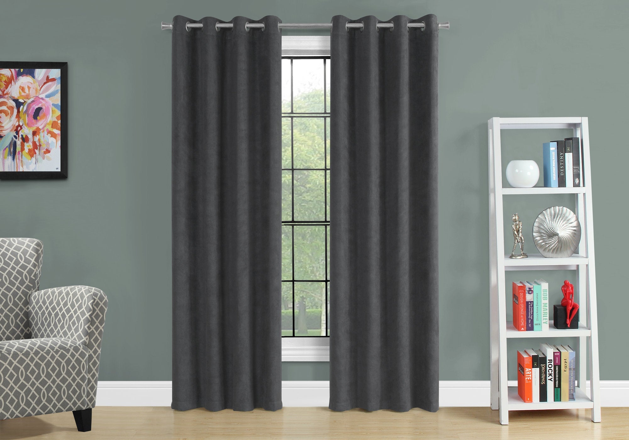I 9804 Rideau, Ensemble 2pcs, 54"w X 95"l, Obscurcissement De La Pièce, Passe-fil, Salon, Chambre À Coucher, Cuisine, Micro Suède, Polyester, Gris, Contemporain, Moderne - Simple Boutique