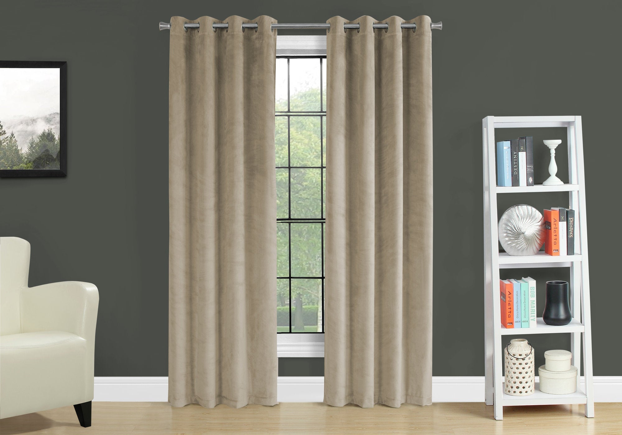 I 9820 Rideau, Ensemble 2pcs, 54"w X 84"l, Obscurcissement De La Pièce, Passe-fil, Salon, Chambre À Coucher, Cuisine, Velours, Polyester, Beige, Contemporain, Moderne - Simple Boutique