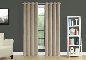 I 9820 Rideau, Ensemble 2pcs, 54"w X 84"l, Obscurcissement De La Pièce, Passe-fil, Salon, Chambre À Coucher, Cuisine, Velours, Polyester, Beige, Contemporain, Moderne - Simple Boutique