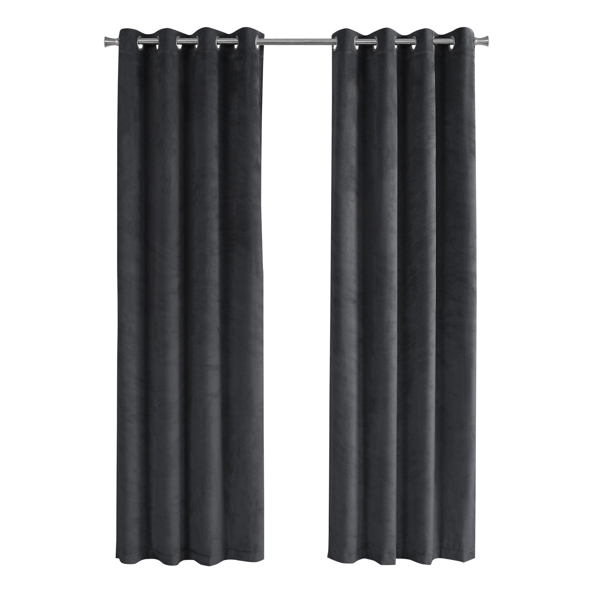 I 9823 Rideau, Ensemble 2pcs, 54"w X 84"l, Obscurcissement De La Pièce, Passe-fil, Salon, Chambre À Coucher, Cuisine, Velours, Polyester, Gris, Contemporain, Moderne - Simple Boutique