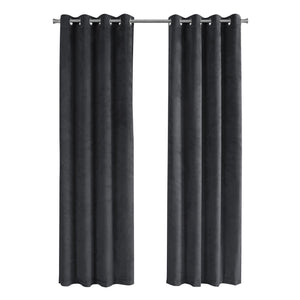 I 9823 Rideau, Ensemble 2pcs, 54"w X 84"l, Obscurcissement De La Pièce, Passe-fil, Salon, Chambre À Coucher, Cuisine, Velours, Polyester, Gris, Contemporain, Moderne - Simple Boutique