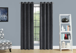 I 9823 Rideau, Ensemble 2pcs, 54"w X 84"l, Obscurcissement De La Pièce, Passe-fil, Salon, Chambre À Coucher, Cuisine, Velours, Polyester, Gris, Contemporain, Moderne - Simple Boutique