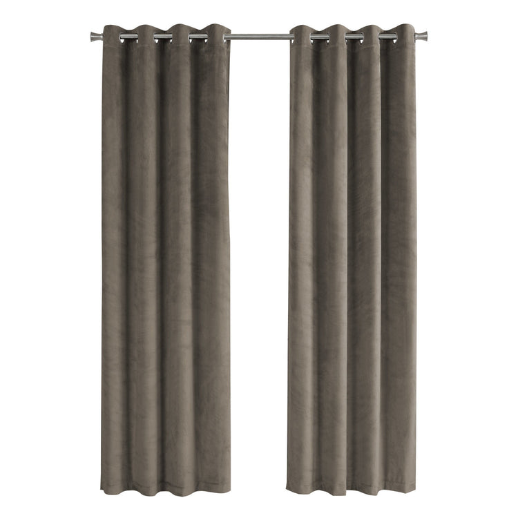 I 9827 Rideau, Ensemble 2pcs, 54"w X 95"l, Obscurcissement De La Pièce, Passe-fil, Salon, Chambre À Coucher, Cuisine, Velours, Polyester, Beige, Contemporain, Moderne - Simple Boutique