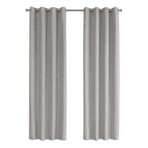 I 9836 Rideau, Ensemble 2pcs, 54"w X 95"l, 100% Bloque Lumiere, Passe-fil, Salon, Chambre À Coucher, Cuisine, Isolation Thermique, Polyester, Gris, Contemporain, Moderne - Simple Boutique