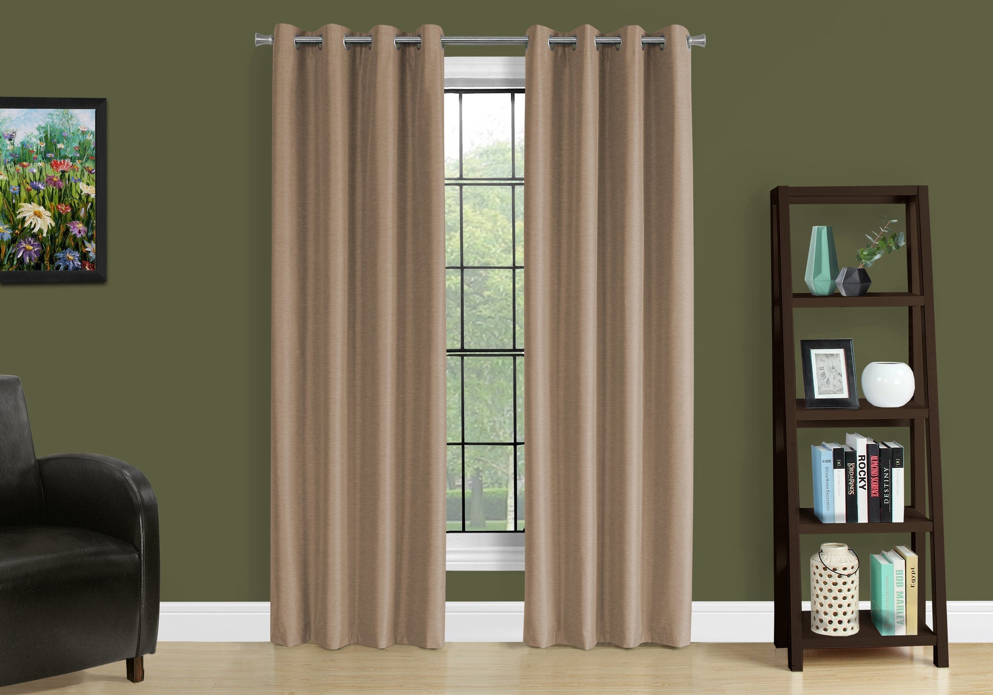 I 9838 Rideau, Ensemble 2pcs, 54"w X 84"l, 100% Bloque Lumiere, Passe-fil, Salon, Chambre À Coucher, Cuisine, Isolation Thermique, Polyester, Brun, Contemporain, Moderne - Simple Boutique