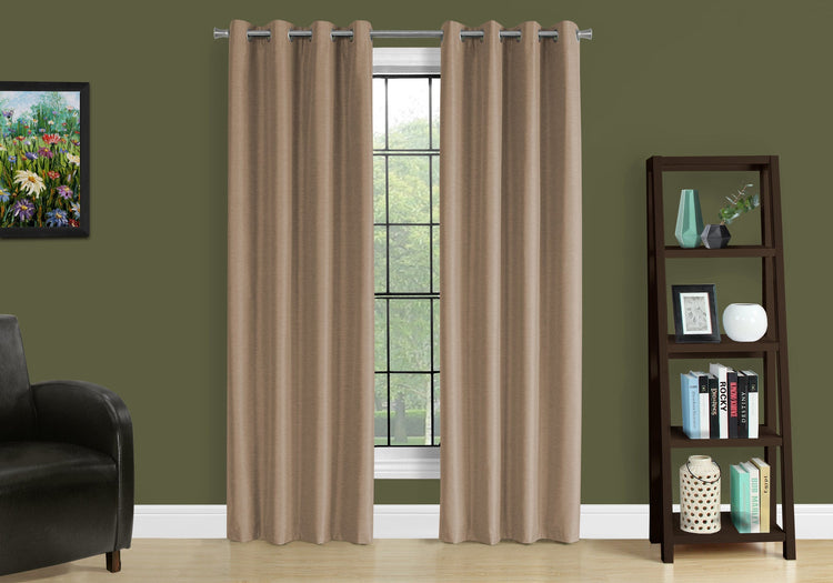 I 9839 Rideau, Ensemble 2pcs, 54"w X 95"l, 100% Bloque Lumiere, Passe-fil, Salon, Chambre À Coucher, Cuisine, Isolation Thermique, Polyester, Brun, Contemporain, Moderne - Simple Boutique