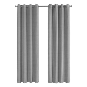I 9842 Rideau, Ensemble 2pcs, 54"w X 95"l, 100% Bloque Lumiere, Passe-fil, Salon, Chambre À Coucher, Cuisine, Isolation Thermique, Polyester, Gris, Contemporain, Moderne - Simple Boutique