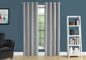 I 9845 Rideau, Ensemble 2pcs, 54"w X 95"l, Obscurcissement De La Pièce, Passe-fil, Salon, Chambre À Coucher, Cuisine, Micro Suède, Polyester, Gris, Contemporain, Moderne - Simple Boutique