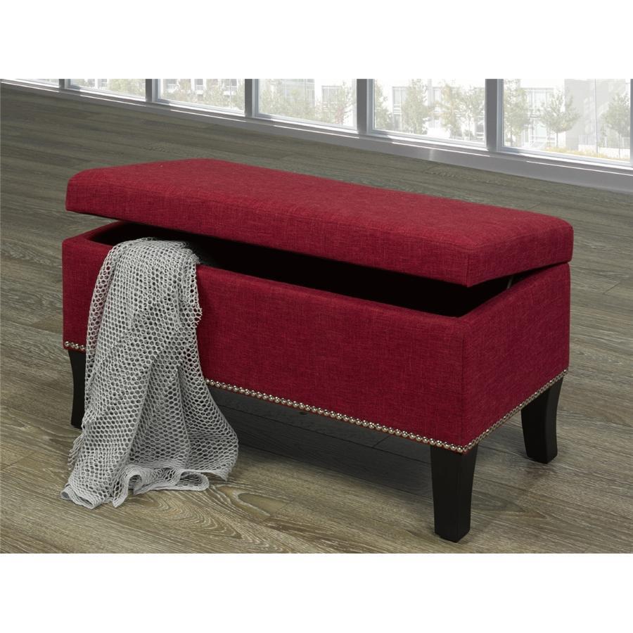 IFDC - Banc Rembourré avec Rangement, 32" x 16" x 18", Tissus Rouge - Simple Boutique