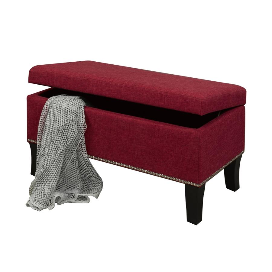 IFDC - Banc Rembourré avec Rangement, 32" x 16" x 18", Tissus Rouge - Simple Boutique