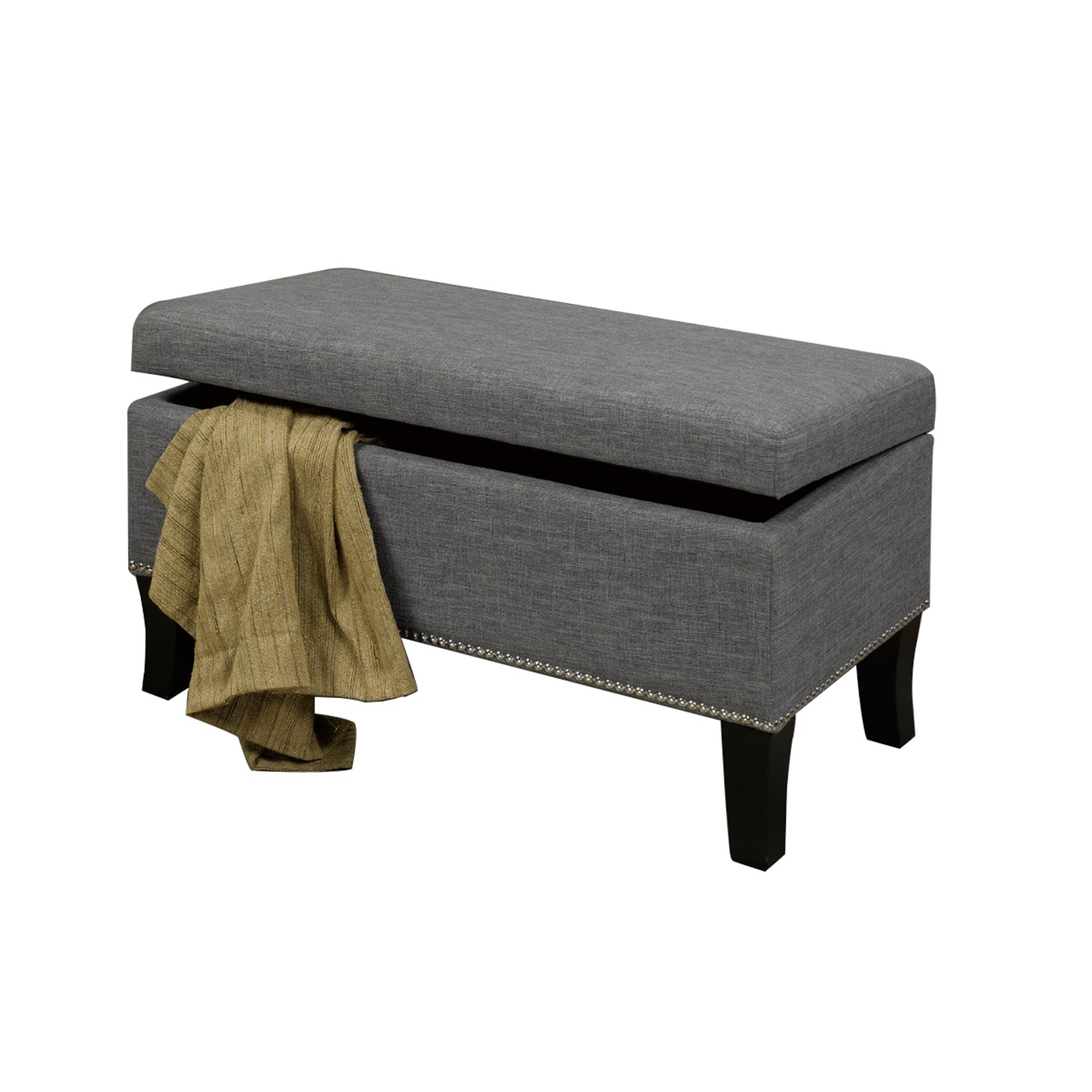 IFDC - Banc Rembourré avec Rangement, 32''x16''x18'', Tissus Gris - Simple Boutique