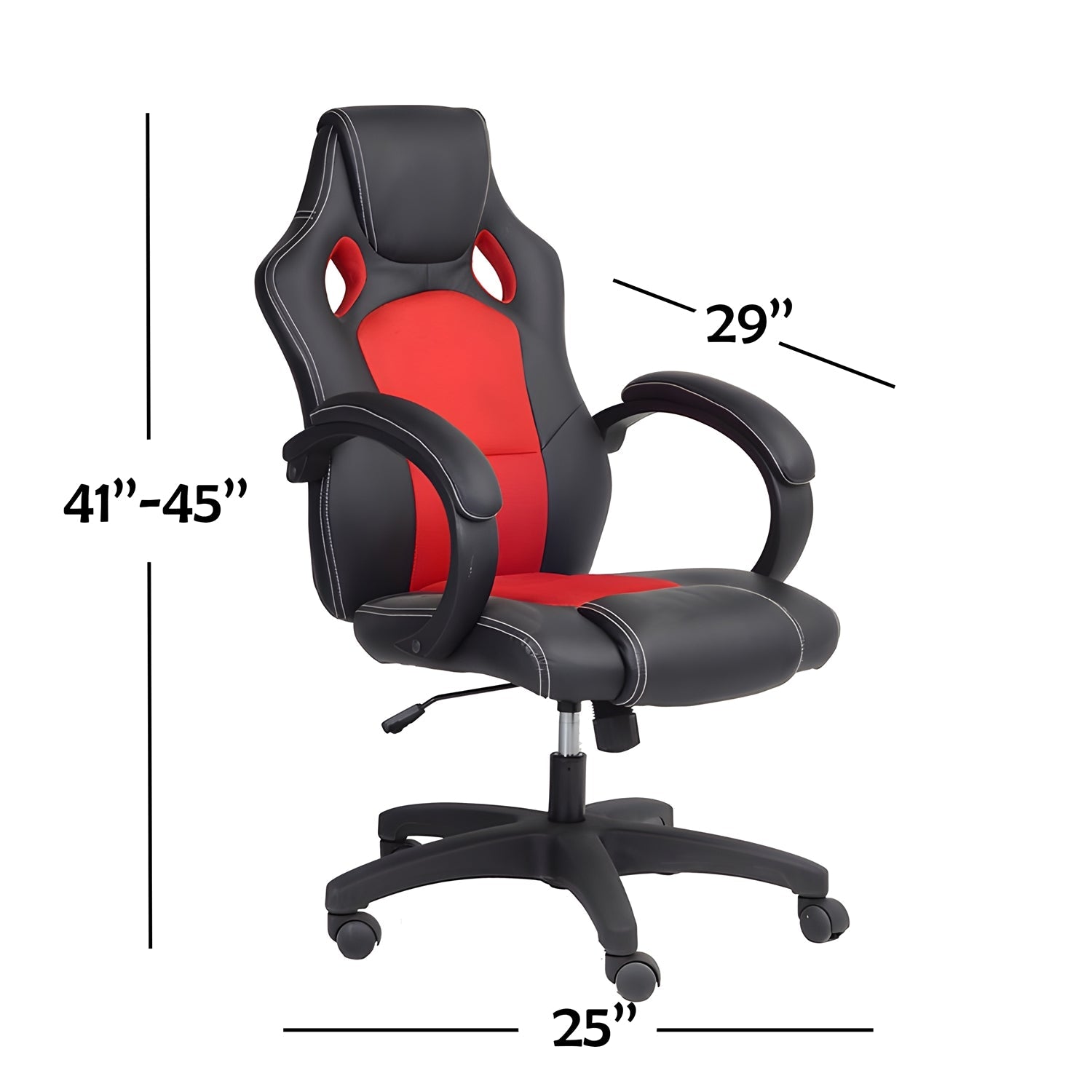 IFDC - Chaise de Bureau sur Roulettes, Hauteur Variable de 41'' à 45'', Noir et Rouge - Simple Boutique