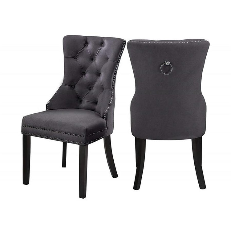 IFDC - Chaises de Salle à Manger en Velour, 21'' x 23'' x 40'', Ensemble de 2, Gris - Simple Boutique