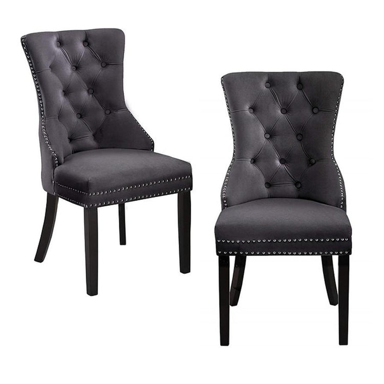 IFDC - Chaises de Salle à Manger en Velour, 21'' x 23'' x 40'', Ensemble de 2, Gris - Simple Boutique