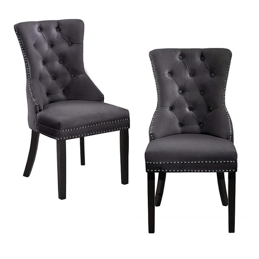 IFDC - Chaises de Salle à Manger en Velour, 21'' x 23'' x 40'', Ensemble de 2, Gris - Simple Boutique