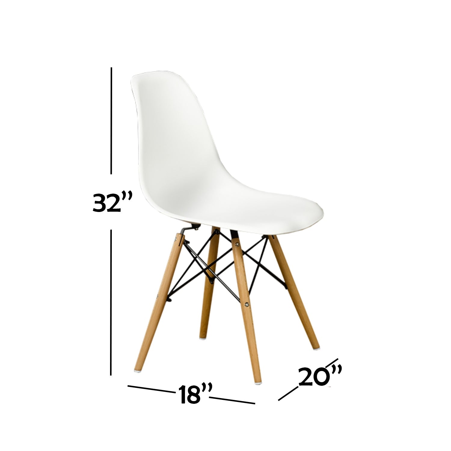 IFDC - Ensemble de 4 Chaises Eiffel de Cuisine, 20''x18''x32'', Blanc - Simple Boutique