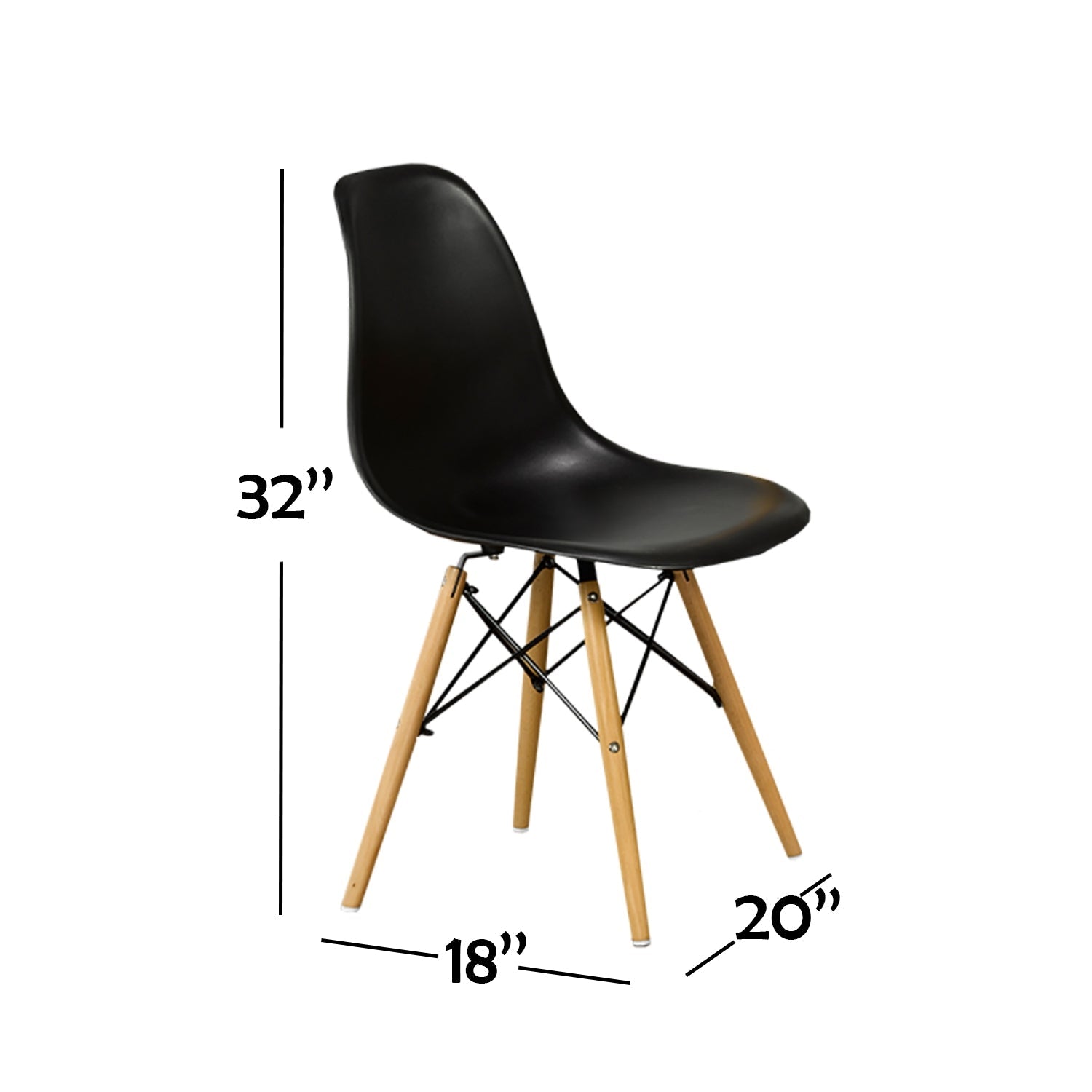 IFDC - Ensemble de 4 Chaises Eiffel de Cuisine, 20''x18''x32'', Noir - Simple Boutique