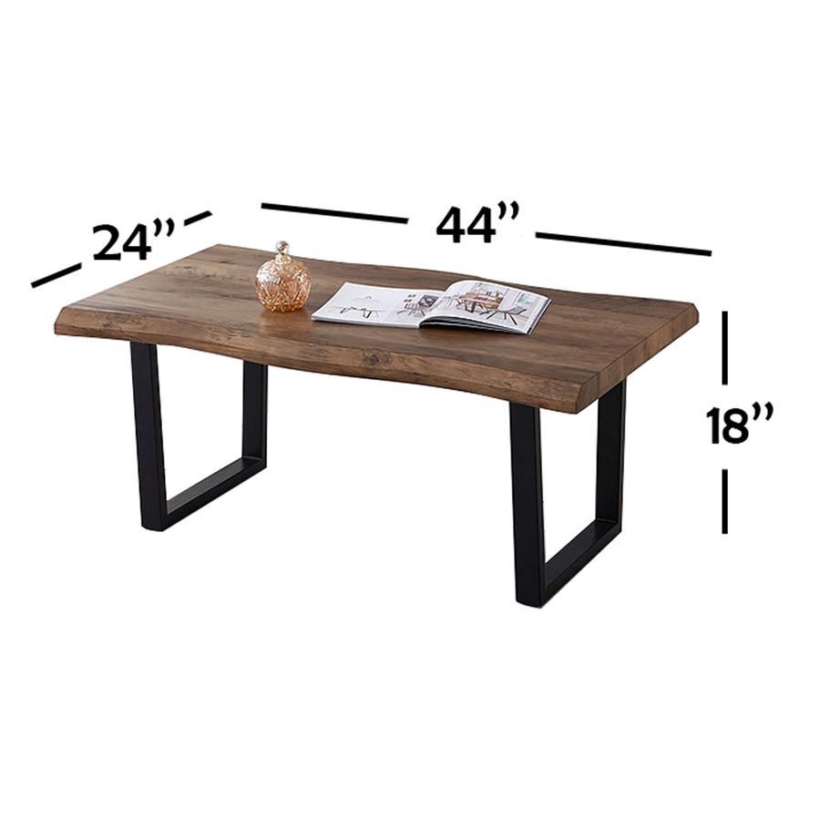 IFDC - Table à Café avec Pieds en Métal, 44" x24" x18", Motif de Bois Marron - Simple Boutique