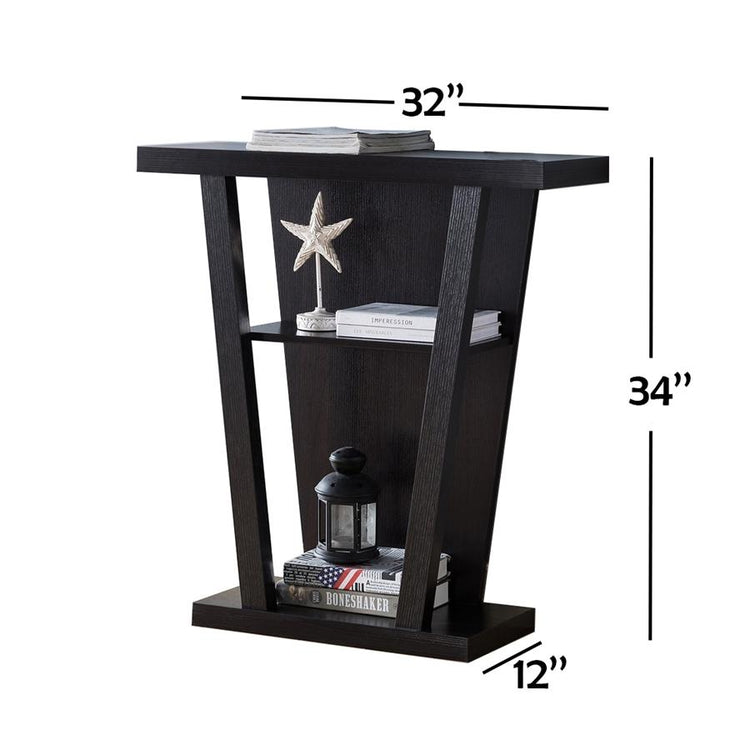 IFDC - Table d'appoint / Console d'entrée, 32" x 34" x 12", Motif Bois Espresso - Simple Boutique