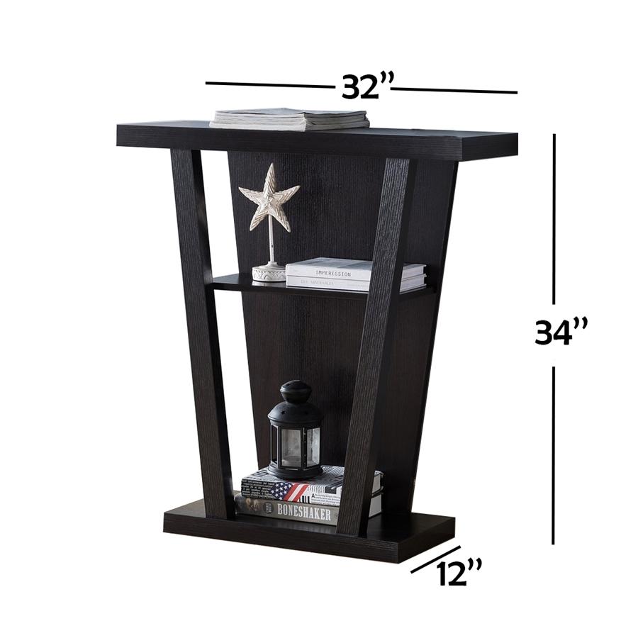 IFDC - Table d'appoint / Console d'entrée, 32" x 34" x 12", Motif Bois Espresso - Simple Boutique