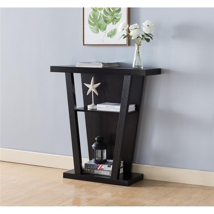 IFDC - Table d'appoint / Console d'entrée, 32" x 34" x 12", Motif Bois Espresso - Simple Boutique