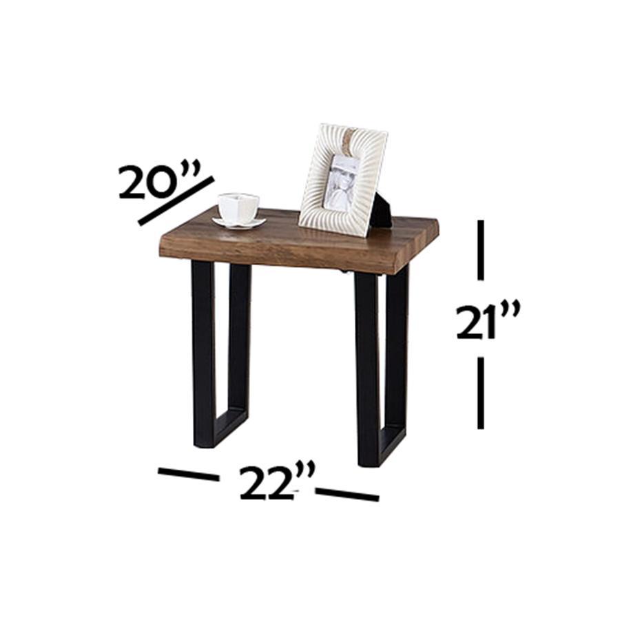 IFDC - Table d'appoint avec Pied en Métal, 22" x 20" x 21", Motif Bois Marron - Simple Boutique