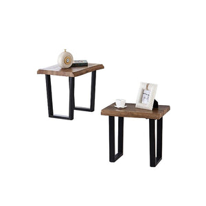 IFDC - Table d'appoint avec Pied en Métal, 22" x 20" x 21", Motif Bois Marron - Simple Boutique
