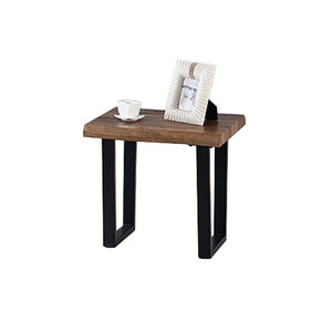 IFDC - Table d'appoint avec Pied en Métal, 22" x 20" x 21", Motif Bois Marron - Simple Boutique