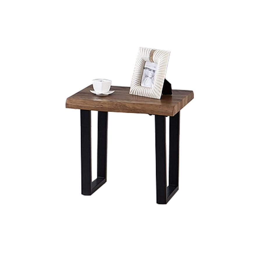 IFDC - Table d'appoint avec Pied en Métal, 22" x 20" x 21", Motif Bois Marron - Simple Boutique