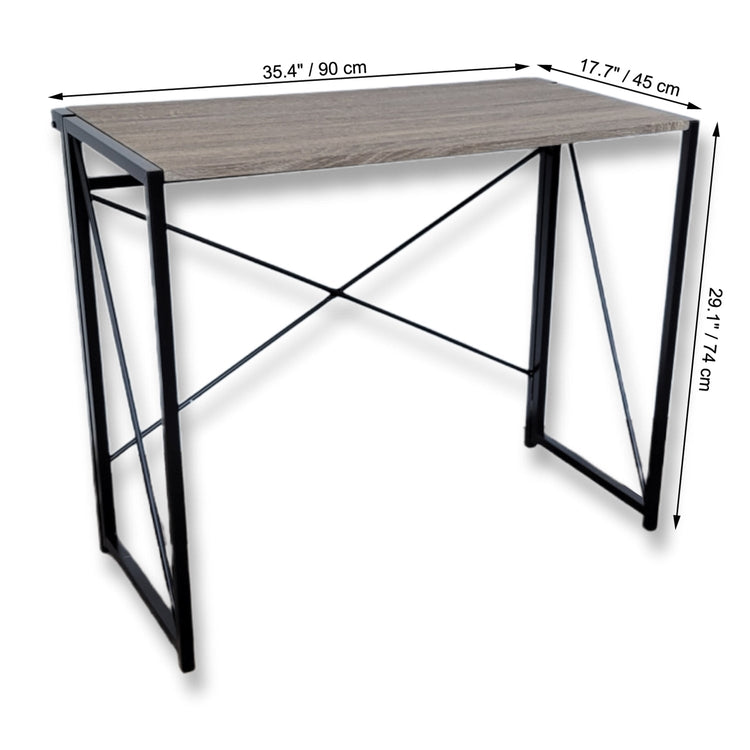 ITY International - Bureau D'écriture Pliable, 35.4" x 17.7"x29.1", Noir et Gris Taupe - Simple Boutique
