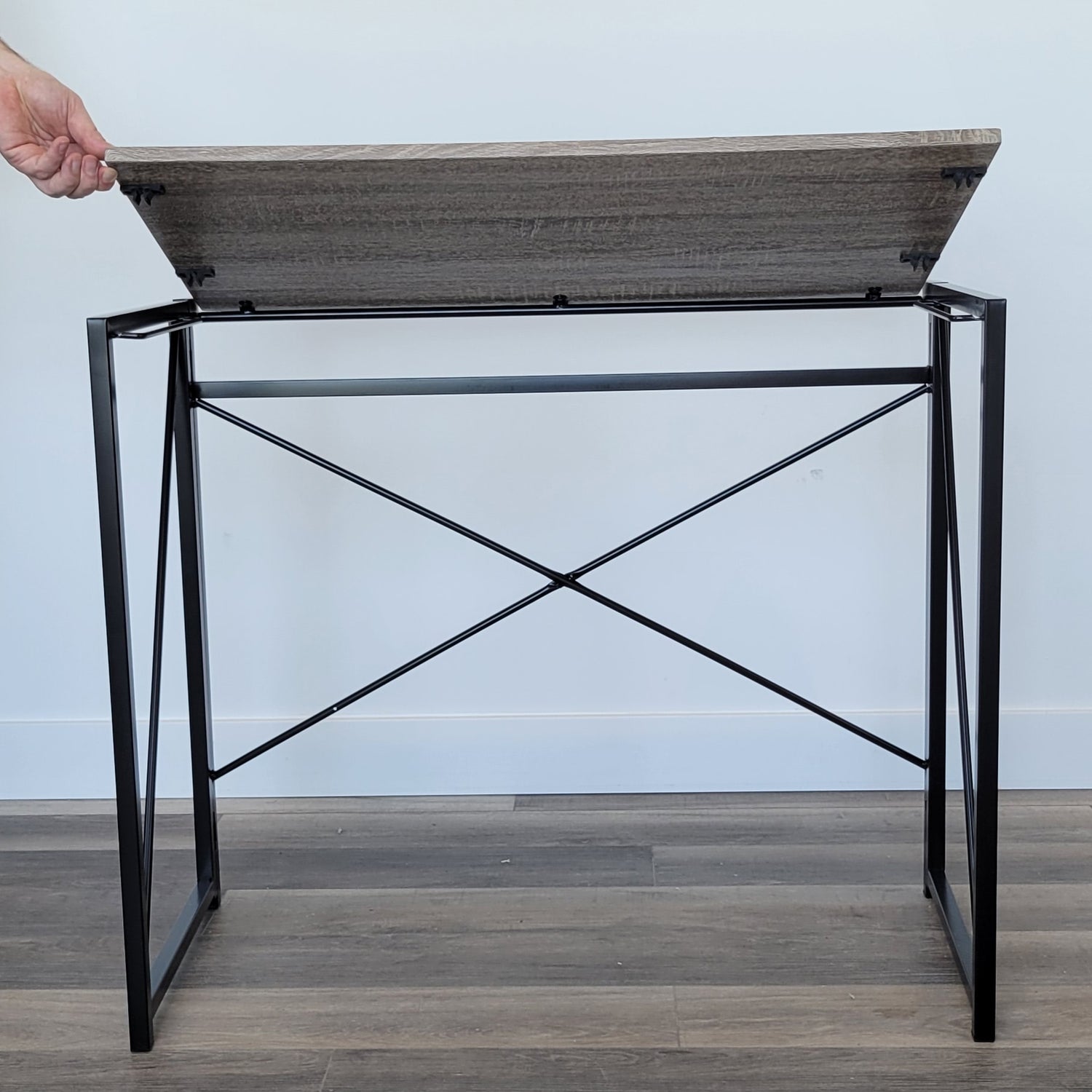 ITY International - Bureau D'écriture Pliable, 35.4" x 17.7"x29.1", Noir et Gris Taupe - Simple Boutique
