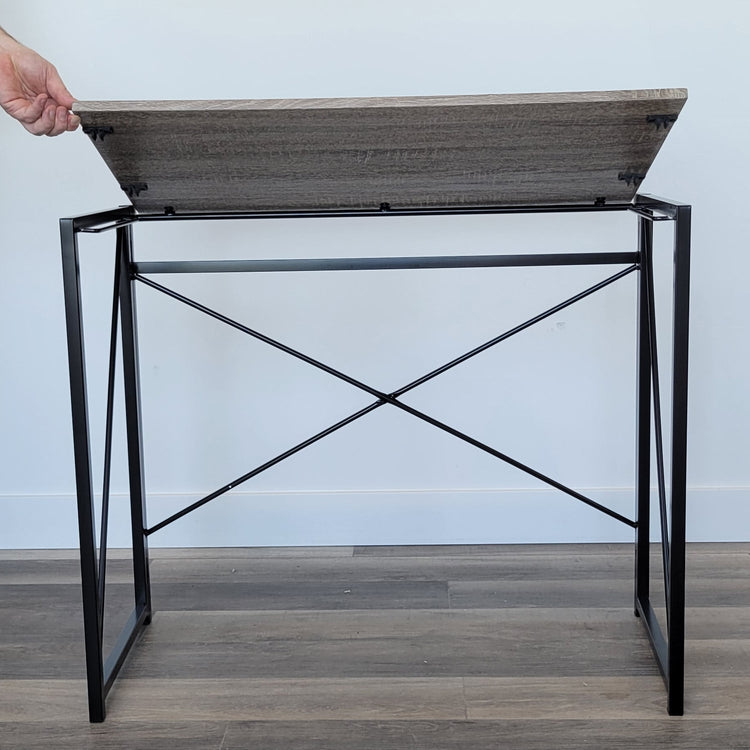 ITY International - Bureau D'écriture Pliable, 35.4" x 17.7"x29.1", Noir et Gris Taupe - Simple Boutique