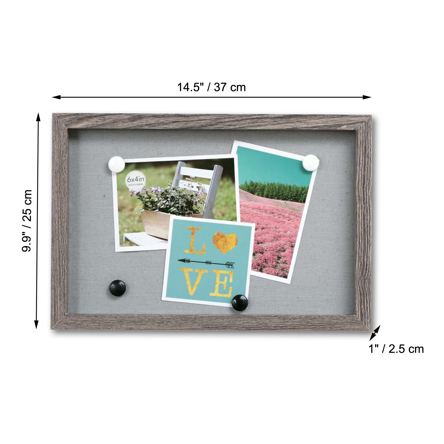 ITY International - Cardre Rectangulaire avec Aimants, 14.5" x 9.9" x 1", Gris - Simple Boutique