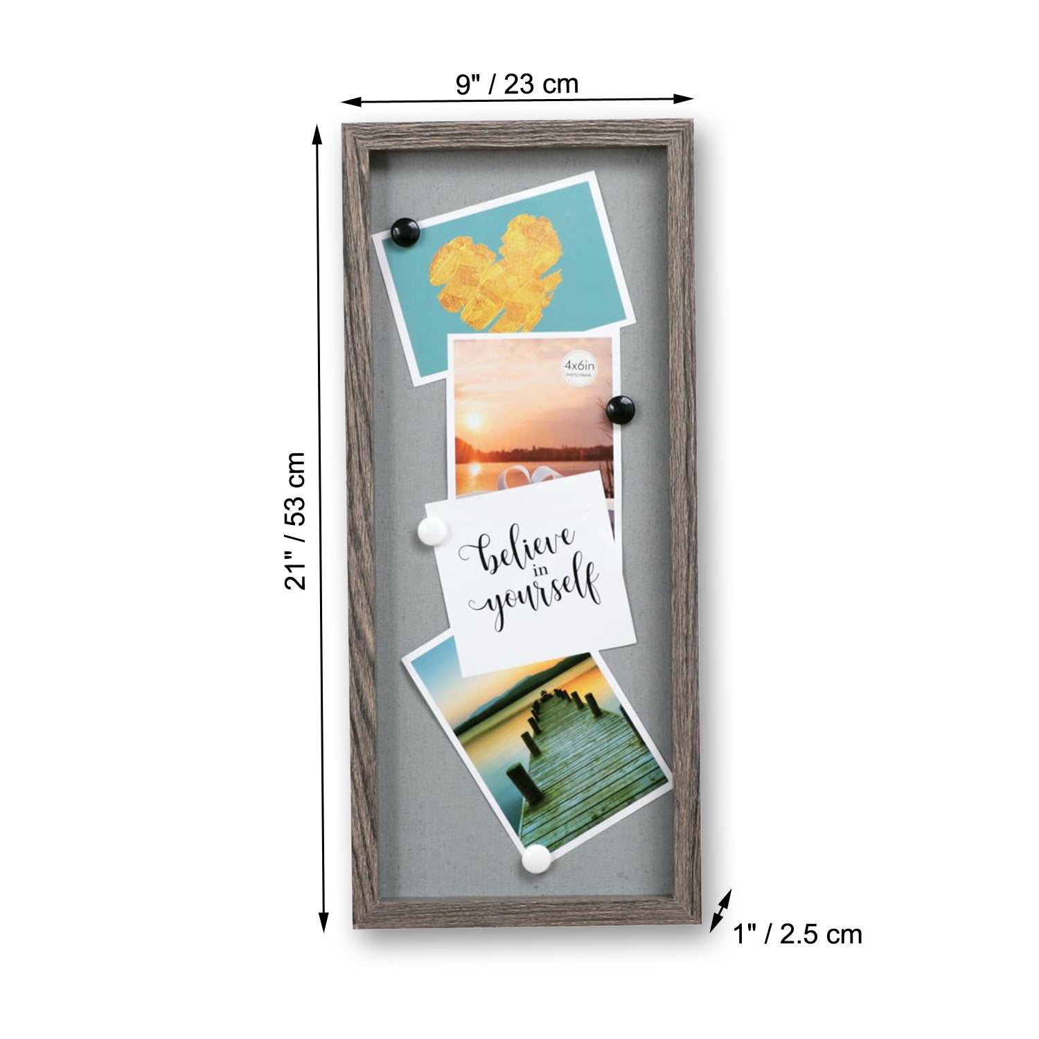 ITY International - Cardre Rectangulaire avec Aimants, 9" x 21" x 1", Gris - Simple Boutique