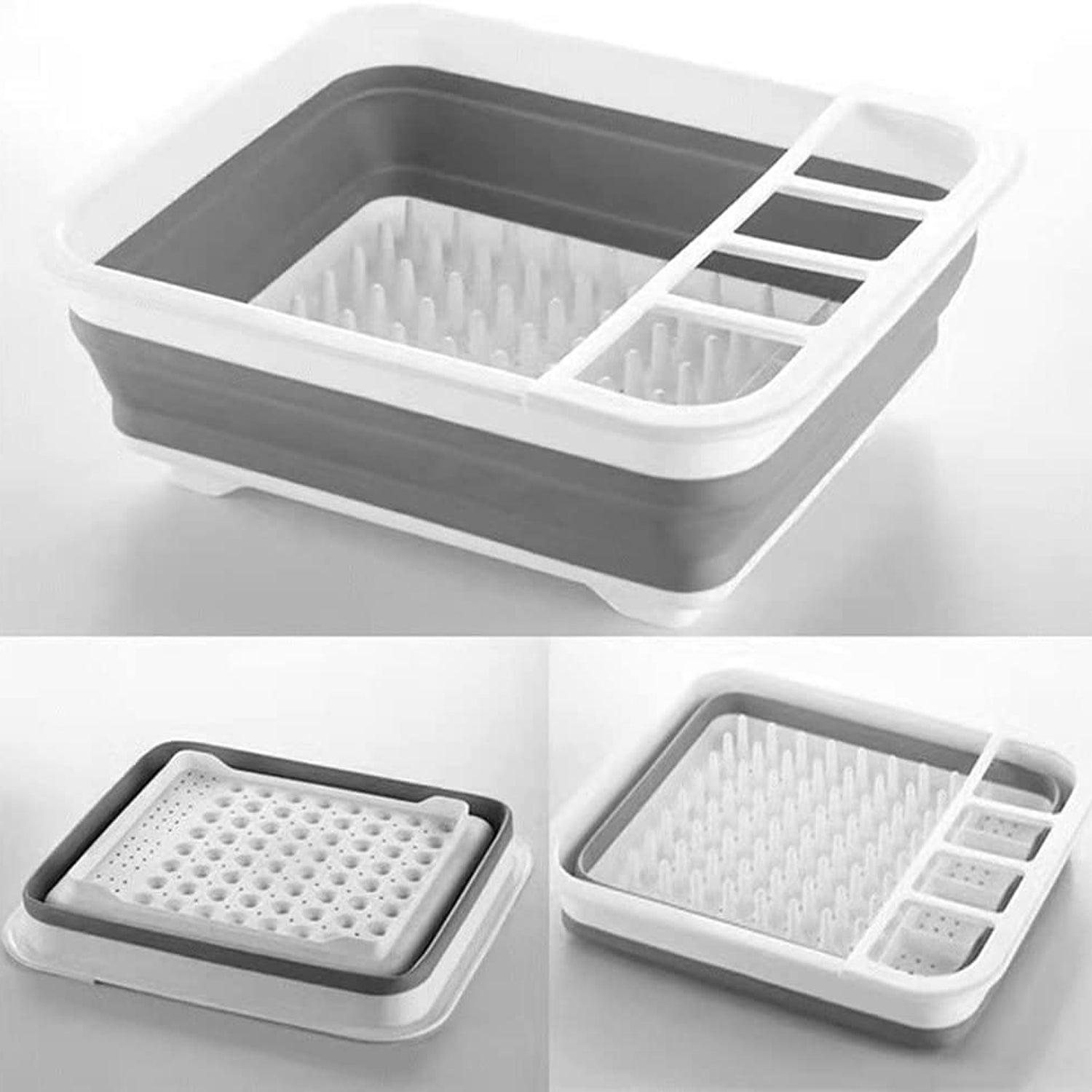 ITY International - Égouttoir à Vaisselle Pliable, 14.5" x 12.25" x 5", Gris - Simple Boutique