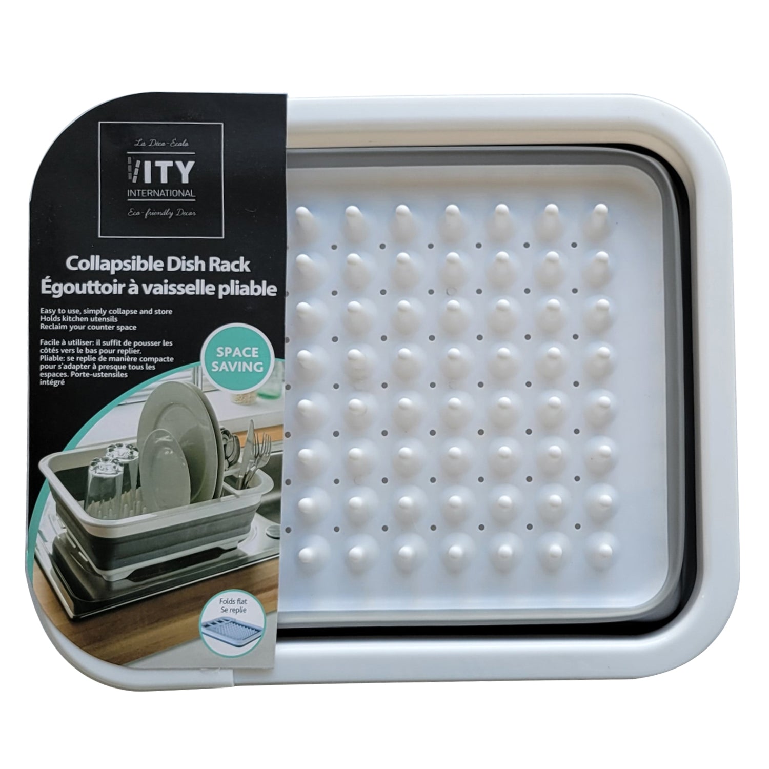 ITY International - Égouttoir à Vaisselle Pliable, 14.5" x 12.25" x 5", Gris - Simple Boutique