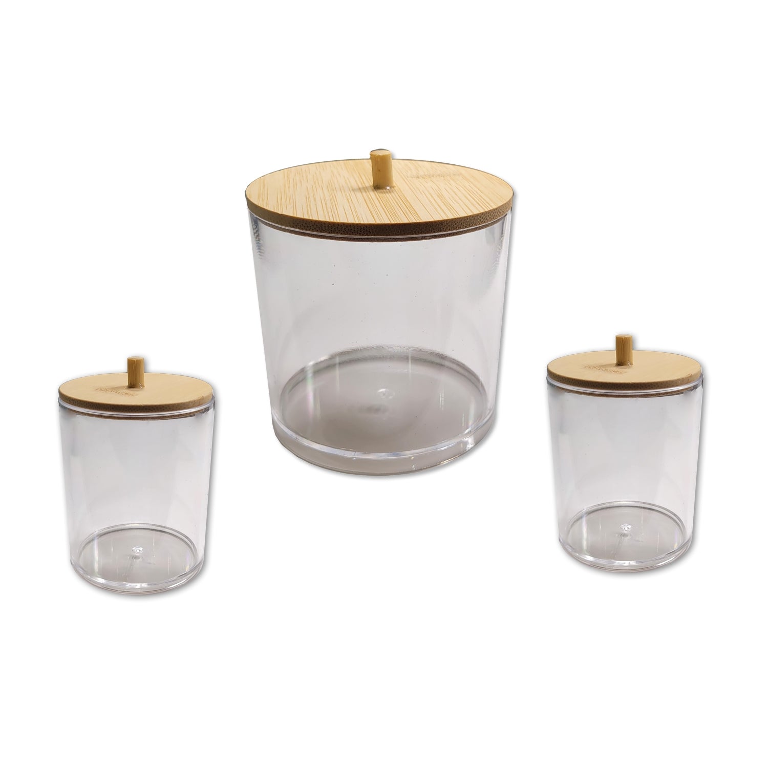 ITY International - Ensemble de 1 Grand et 2 Petits Pot de Rangement avec Couvercle en Bambou - Simple Boutique
