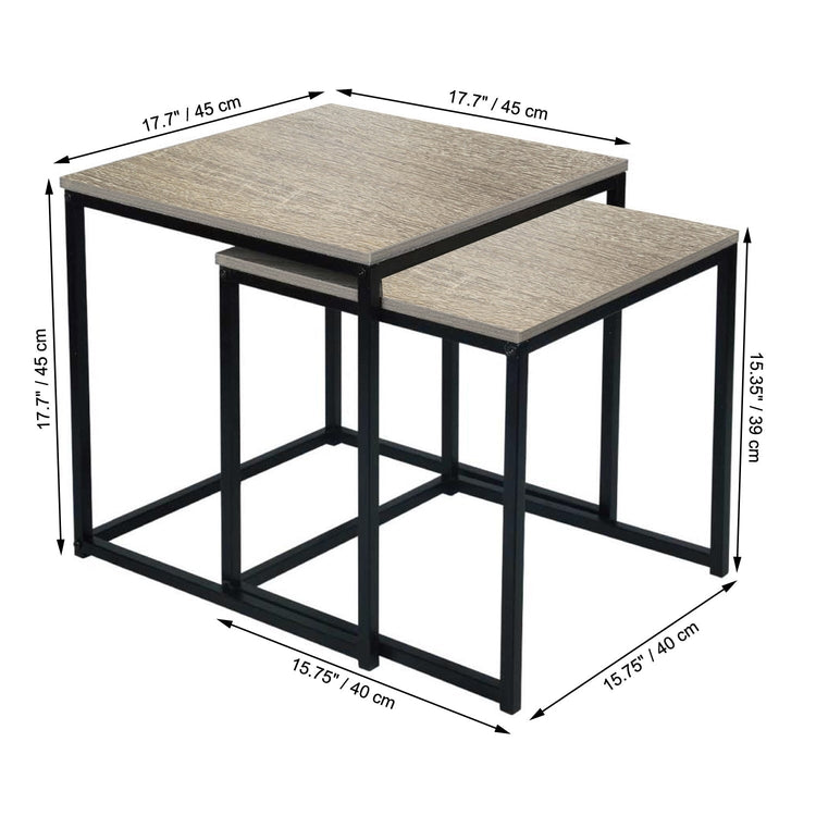 ITY International - Ensemble de 2 Tables Gigognes Basses en MDF et en Métal, Noir et Gris Taupe - Simple Boutique