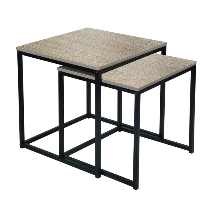 ITY International - Ensemble de 2 Tables Gigognes Basses en MDF et en Métal, Noir et Gris Taupe - Simple Boutique