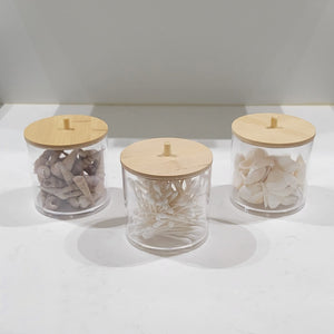 ITY International - Ensemble de 3 Grands Pots de Rangement avec Couvercle en Bambou - Simple Boutique
