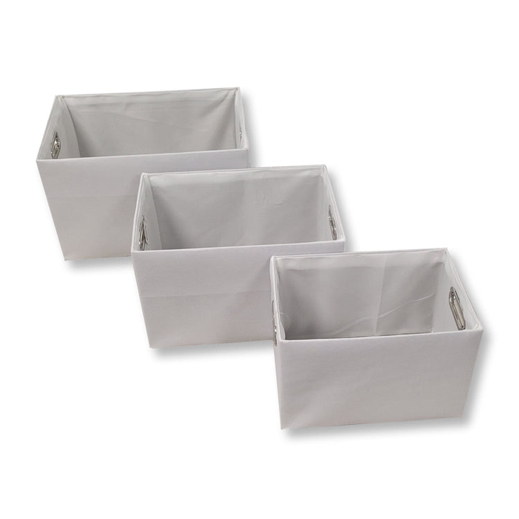 ITY International - Ensemble de 3 Paniers Rangement en Toiles avec Poignées, Blanc - Simple Boutique