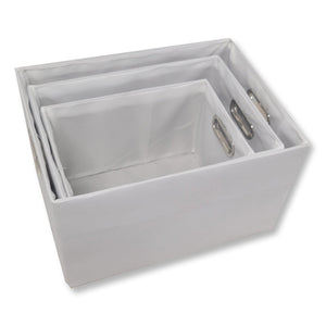 ITY International - Ensemble de 3 Paniers Rangement en Toiles avec Poignées, Blanc - Simple Boutique