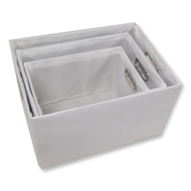 ITY International - Ensemble de 3 Paniers Rangement en Toiles avec Poignées, Blanc - Simple Boutique