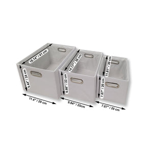 ITY International - Ensemble de 3 Paniers Rangement en Toiles avec Poignées, Blanc - Simple Boutique