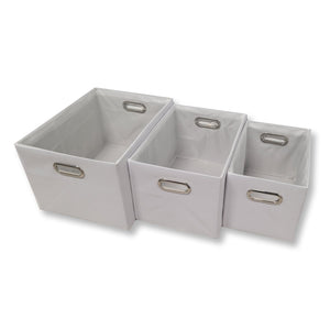 ITY International - Ensemble de 3 Paniers Rangement en Toiles avec Poignées, Blanc - Simple Boutique