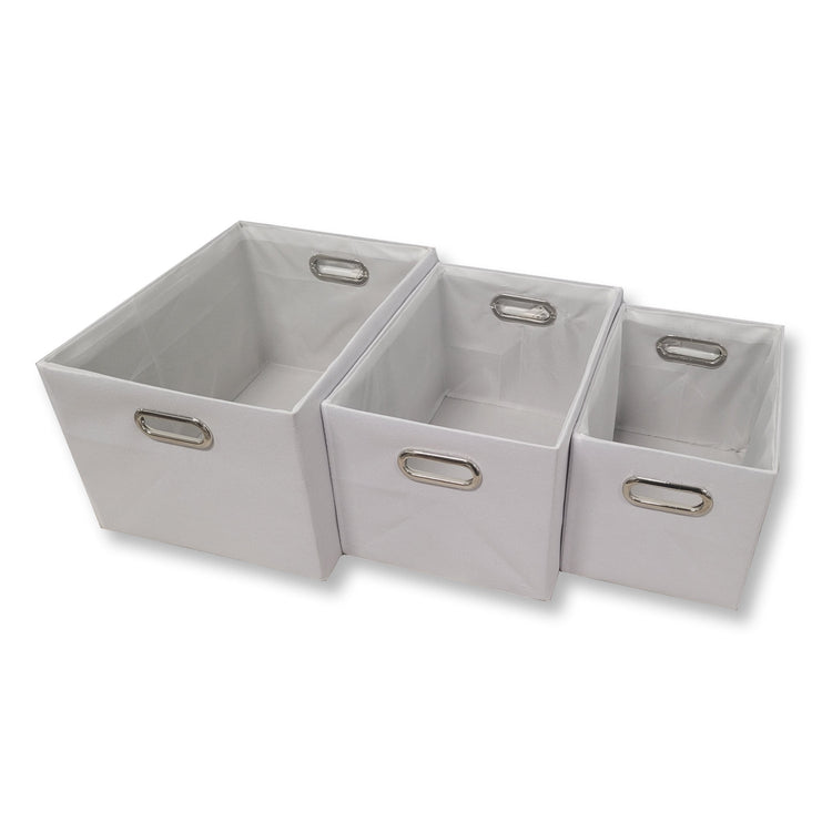 ITY International - Ensemble de 3 Paniers Rangement en Toiles avec Poignées, Blanc - Simple Boutique