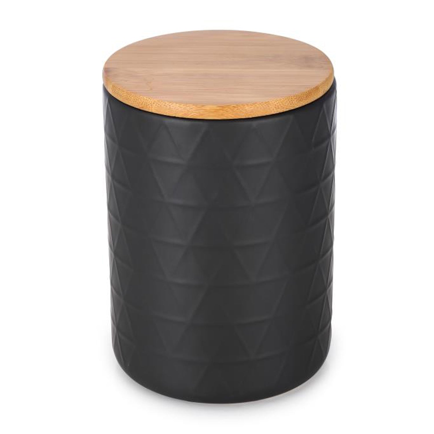 ITY International - Ensemble de 3 Pots de Rangement Hermétiques en Céramique avec Couvercle en Bambou, Grandeur Large, Noir - Simple Boutique