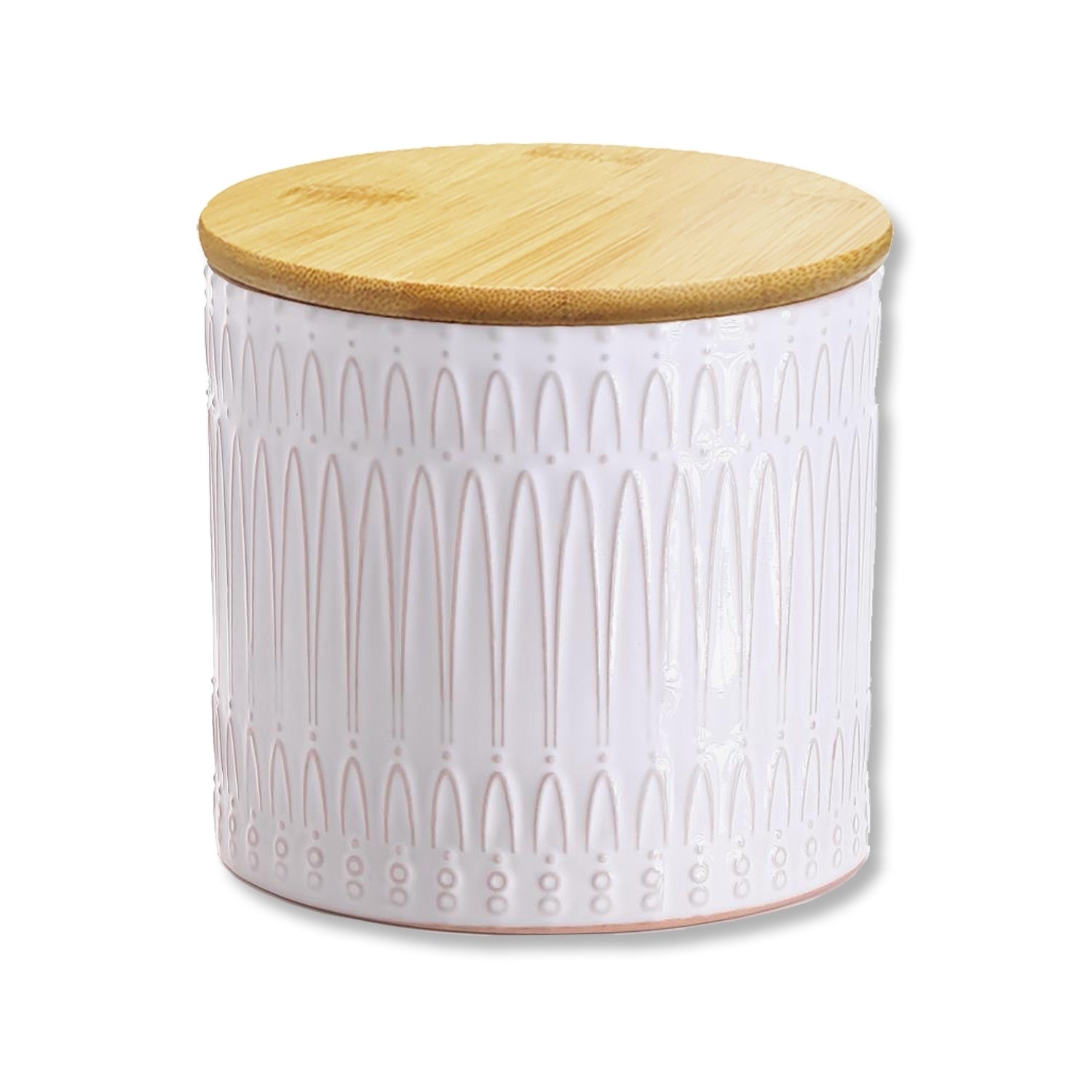 ITY International - Ensemble de 3 Pots de Rangement Hermétiques en Céramique avec Couvercle en Bambou, Grandeur Petit, Blanc - Simple Boutique