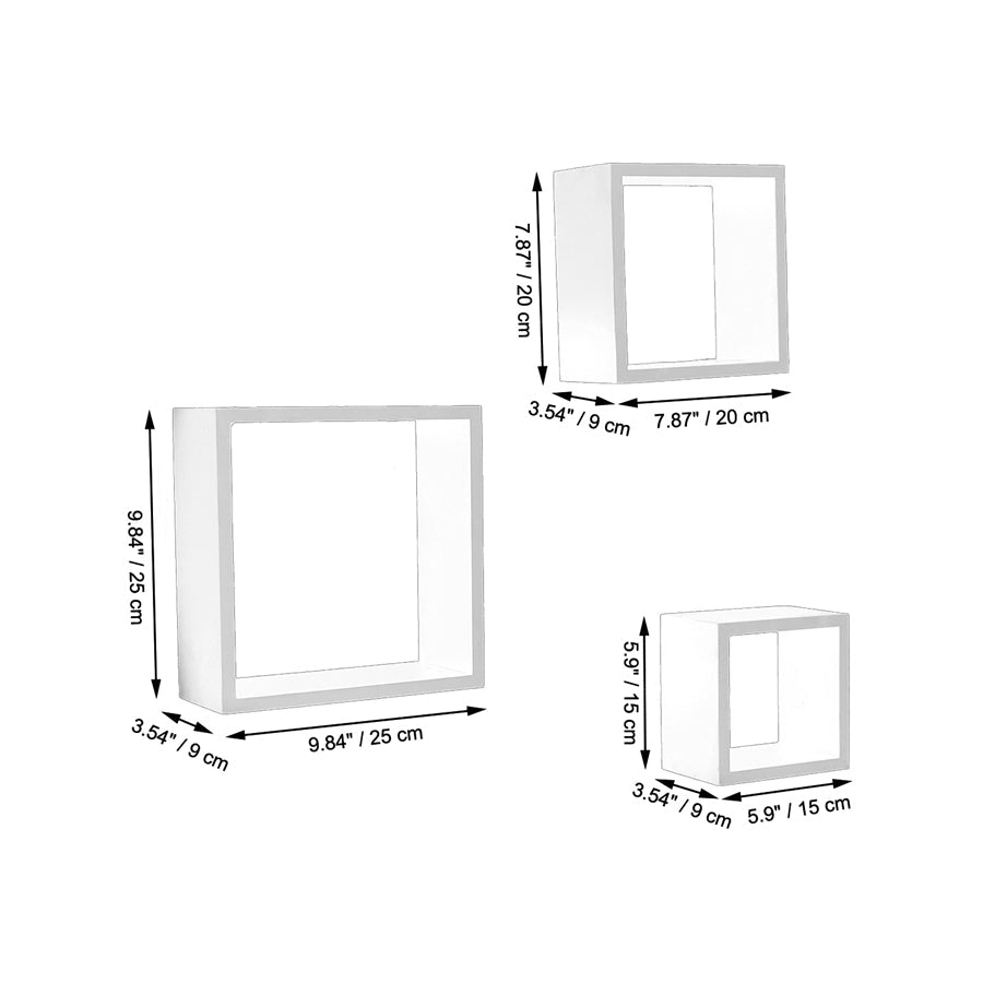 ITY International - Ensemble de 3 Tablettes En Bois Carré, Blanc - Simple Boutique