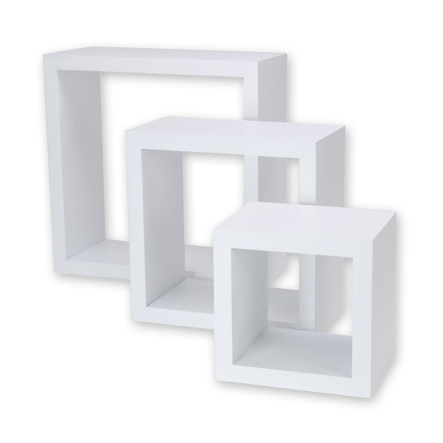 ITY International - Ensemble de 3 Tablettes En Bois Carré, Blanc - Simple Boutique